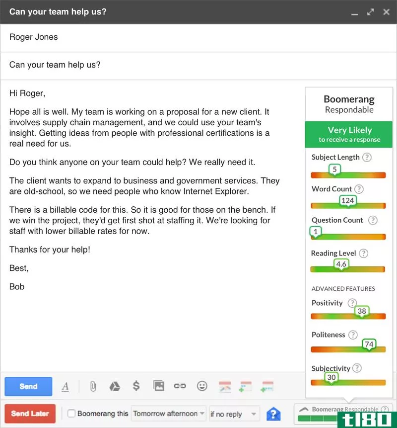 boomerang的respondable可以帮助你设计一封电子邮件，让你真正得到回复