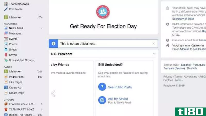 facebook的投票指南提供了一个个性化的投票计划，帮助你了解自己的选票