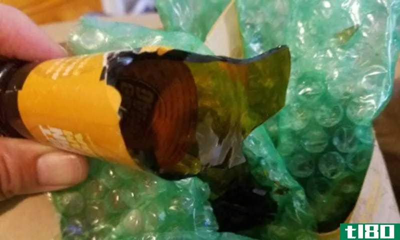 Sad broken bottle that was wrapped poorly (Photo: Emily Price)