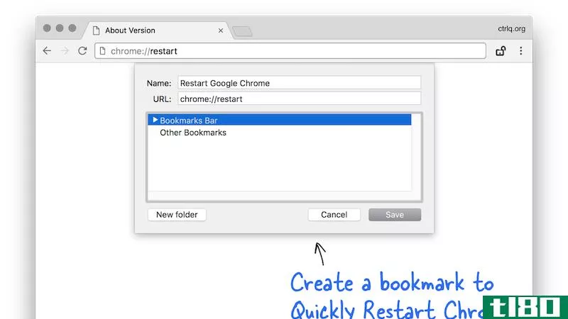 Illustration for article titled Instantly Restart Chrome with a Bookmark