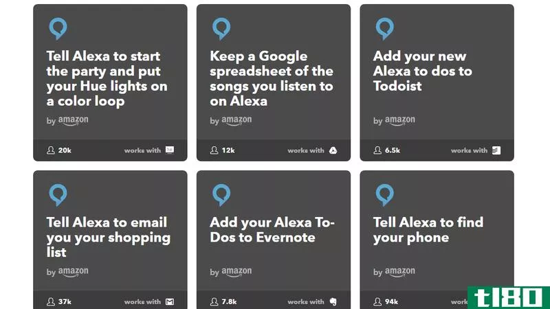 You can try looking through Alexa’s Skills store, but IFTTT is way more useful.