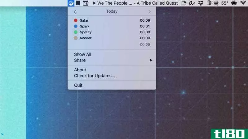 mac的使用情况跟踪你在每个应用程序中花费的时间