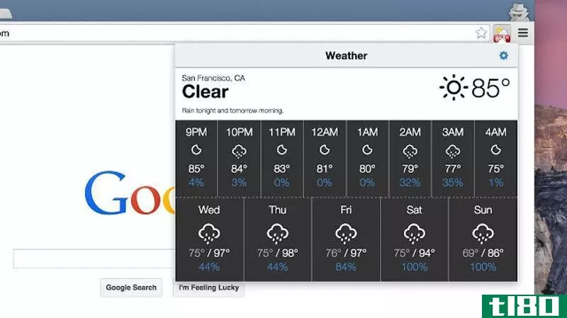天气为chrome把你的本地预报在一个chrome工具栏按钮