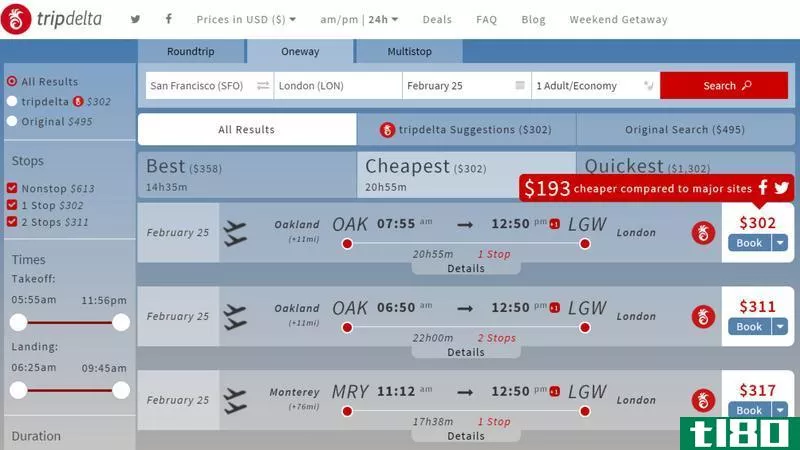 tripdelta通过“秘密”机场航线寻找更便宜的航班