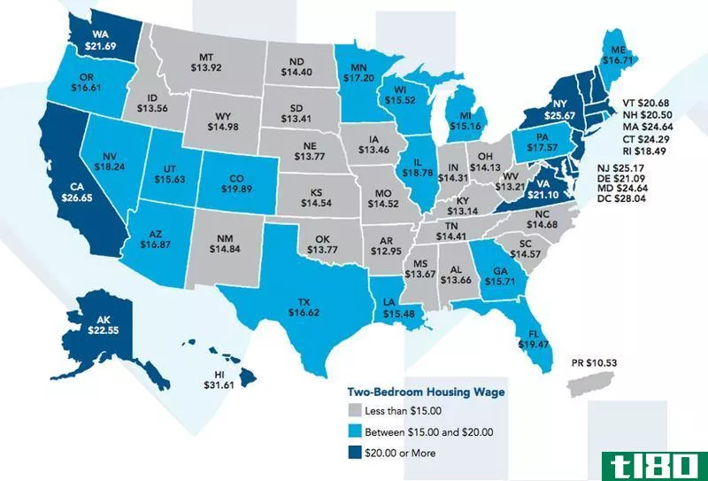 Illustration for article titled The Minimum Wage Required to Rent a Two Bedroom Apartment In Each State