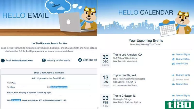 你好hipmunk是一个虚拟旅游助手，连接到您的日历和电子邮件
