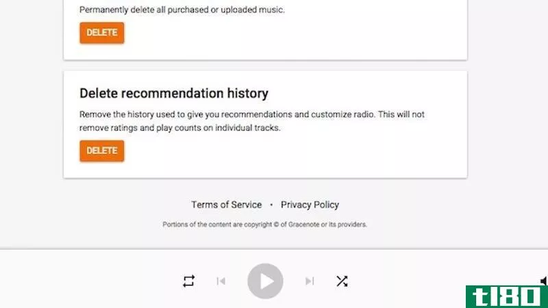 删除google play music的推荐历史记录以重置建议