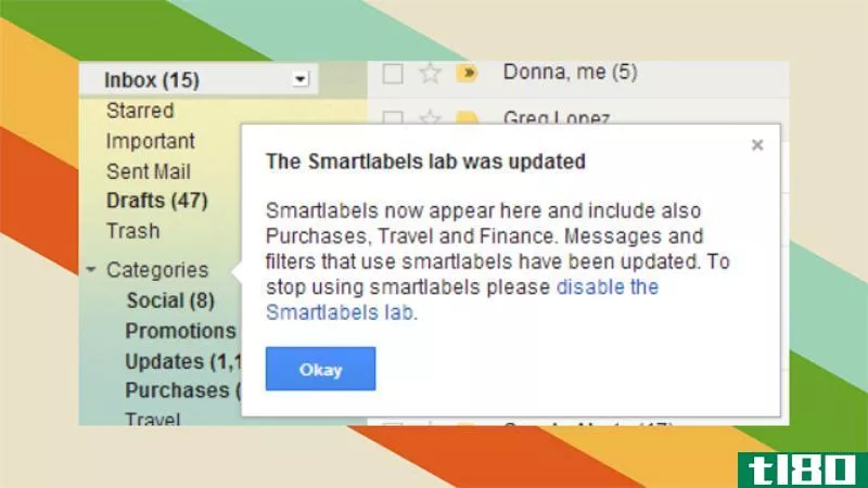 gmail的新智能标签自动分类购物、旅游等