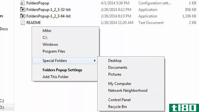 folderspopup将您最喜爱的文件夹放在鼠标中键后