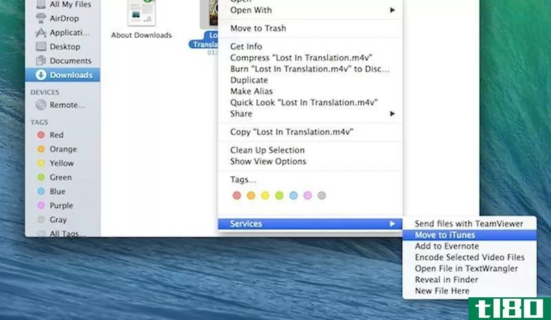 Illustration for article titled Add a &quot;Move to iTunes&quot; Option to OS X with a Finder Service