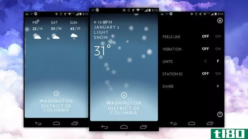 solar是android的一款好看的基于手势的天气应用程序