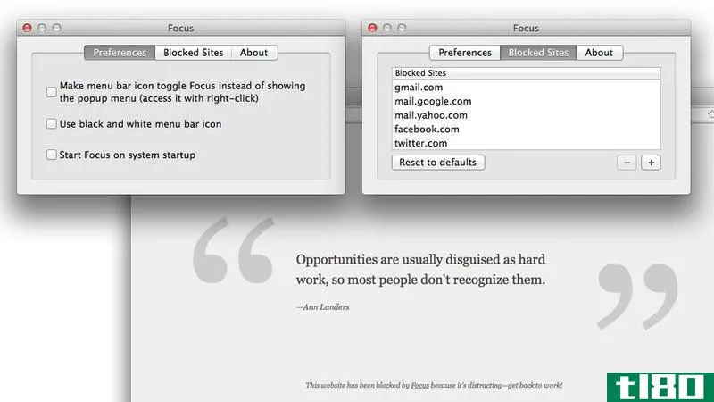 focus是一个简单的mac应用程序，可以帮助你避免分散网站的注意力