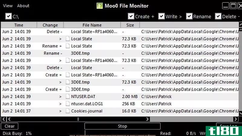 moo0文件监视器显示windows中的实时文件更改