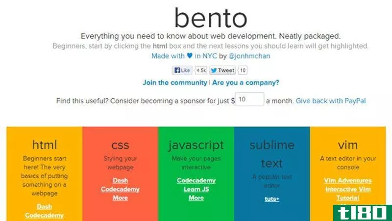bento展示了学习编码的最佳资源