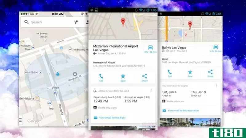 谷歌地图显示您的酒店、航班和餐厅预订