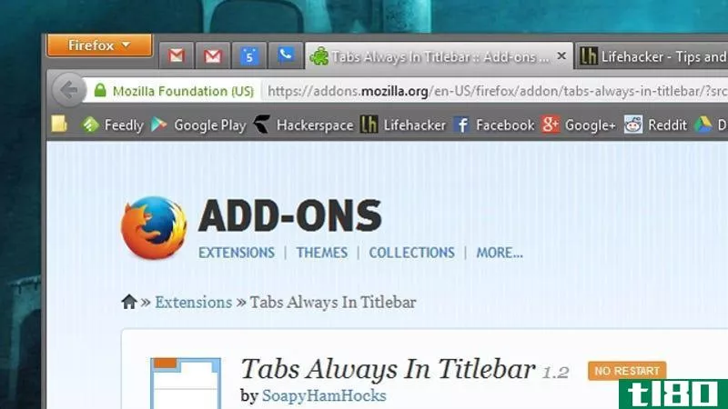 Illustration for article titled Tabs Always In Titlebar Saves Some Vertical Space in Firefox