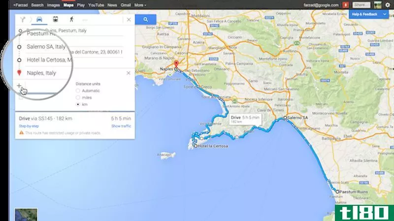 google地图提供多个目的地、预订和活动