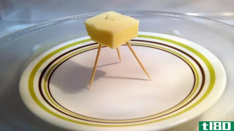 Illustration for article titled Microwave Butter Perfectly With a Toothpick Tripod