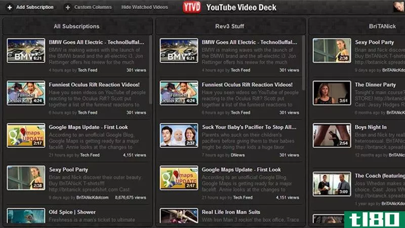 youtube video deck管理您的视频订阅