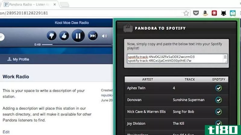 使用chrome扩展将pandora stations转换为spotify播放列表