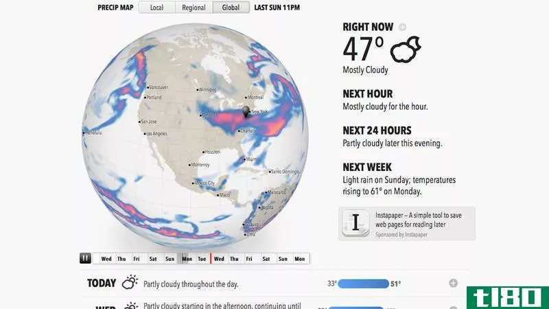 forecast.io在一个页面上为您的位置提供有用的动画天气报告