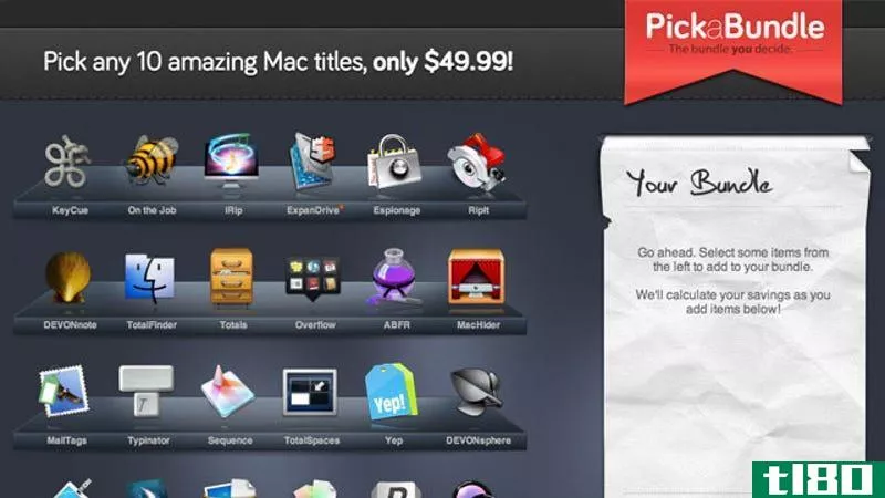 pick a bundle提供10款mac应用，价格为50美元