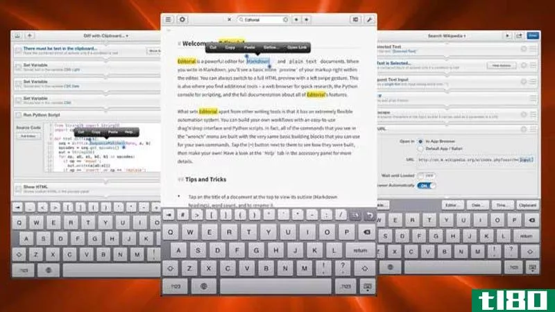 editorial for ipad是一款功能强大的文本编辑器，具有自动化功能