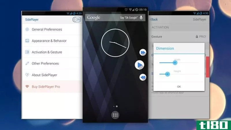 sideplayer为android添加了持久的、基于手势的音乐控件