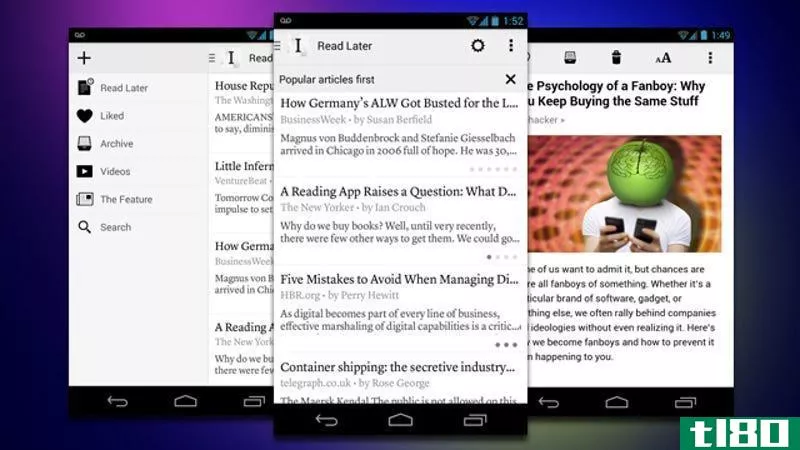 instapaper for android提供了新的界面、排序选项等
