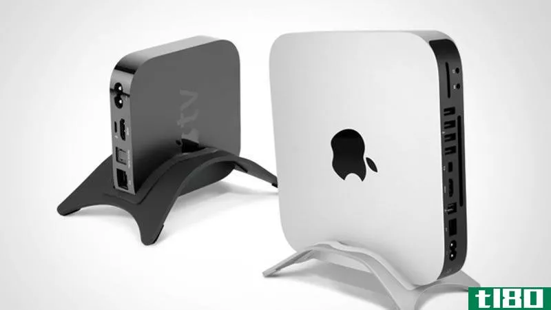 newertech nustand垂直放置您的apple tv和mac mini以节省空间