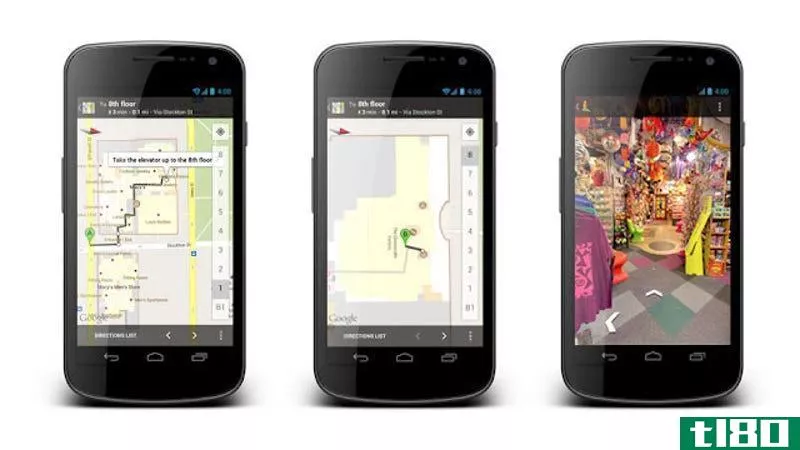 android上的google地图现在提供室内步行方向和google提供的地图