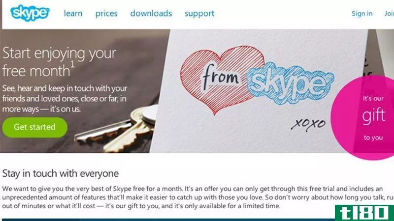 在skype上享受一个月的免费全球无限通话