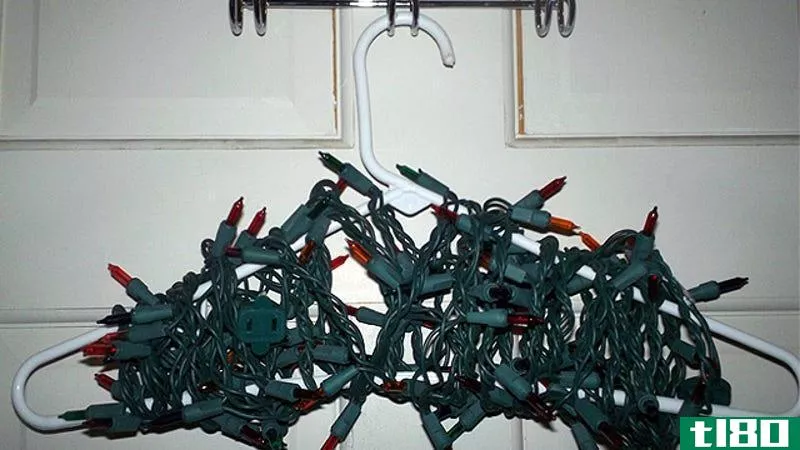 Illustration for article titled Wrap Christmas Lights Around a Hanger for Tangle-Free Storage