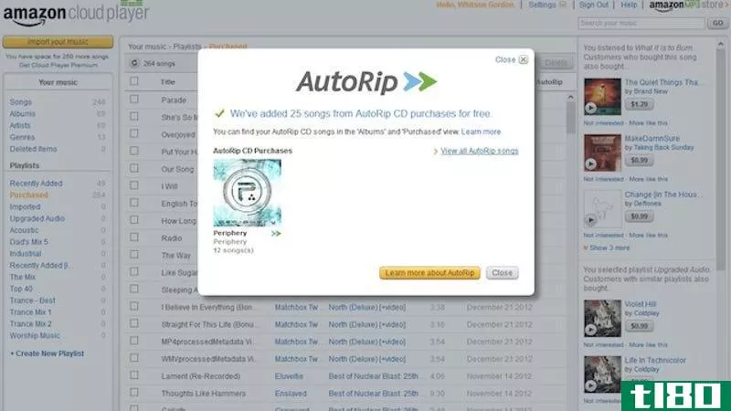 亚马逊的autorip自动下载从亚马逊购买的cd的免费mp3