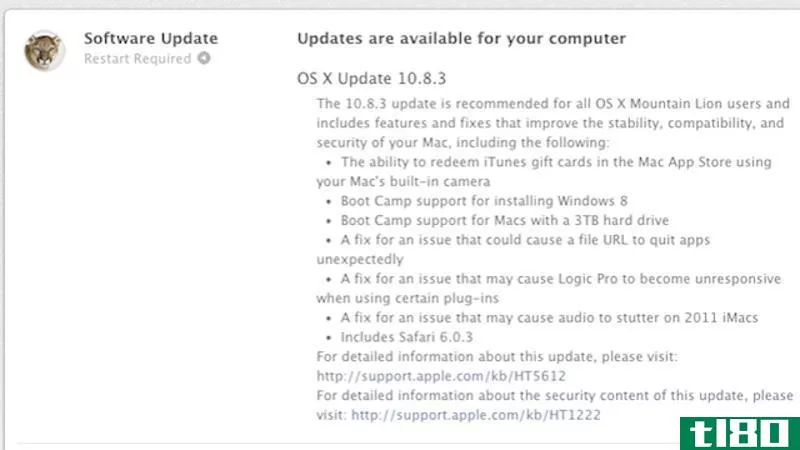苹果发布OSX10.8.3，增加了对Windows8的训练营支持，网络摄像头礼品卡兑换