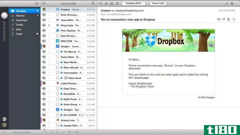 airmail是一款功能齐全但速度很快的mac电子邮件客户端，支持gmail、dropbox等