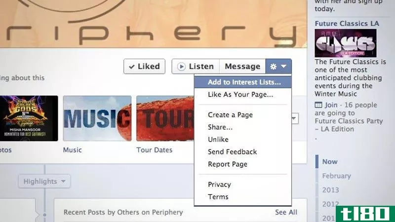 将页面添加到你的facebook“兴趣列表”中，而不是喜欢它们