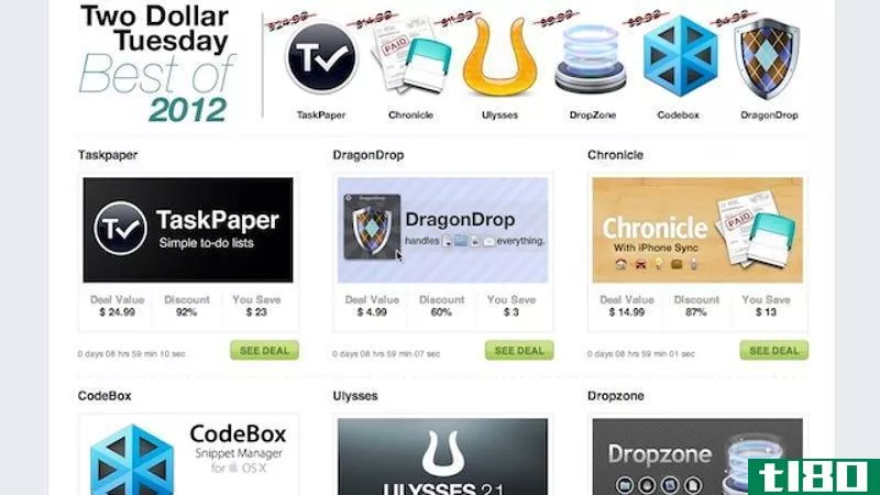 taskpaper、dropzone和dragondrop均以1.99美元的价格出售，仅限今天