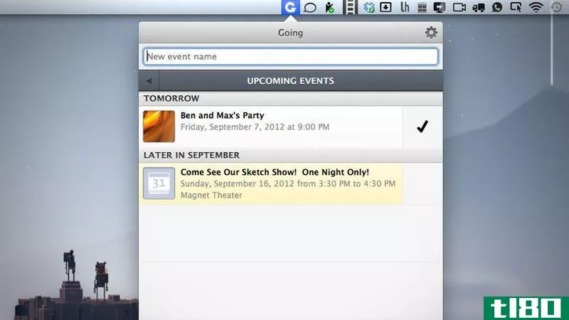Gong从mac的菜单栏管理facebook事件，与ical同步