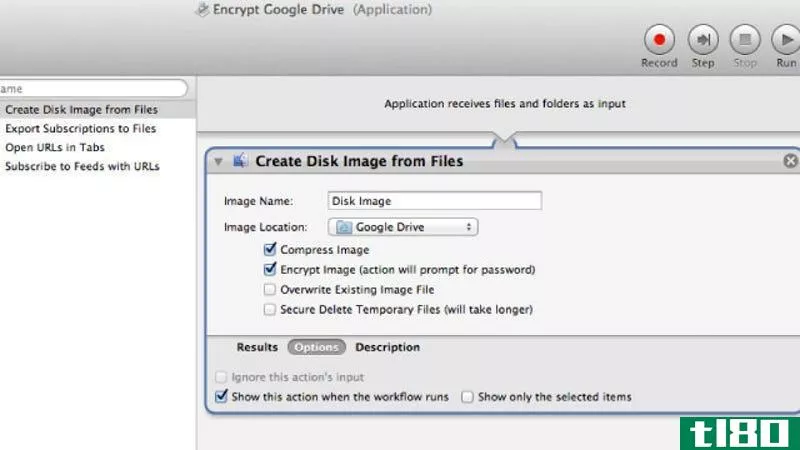 拖放以使用mac上的automator自动加密google drive中的文件