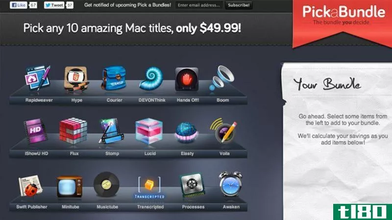 选择一个捆绑包可以让你以49.99美元的价格选择10个mac应用程序