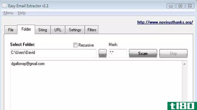 简易电子邮件提取器在文件、文件夹和网站中查找电子邮件地址