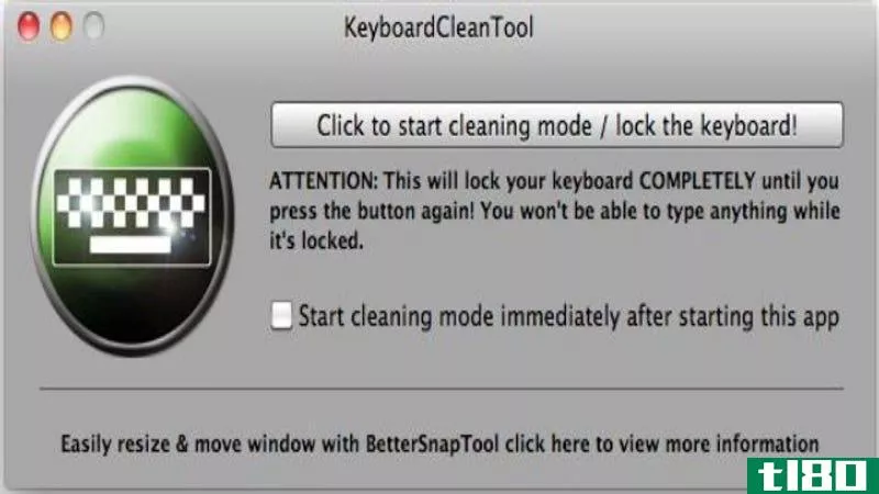 键盘清洁工具锁定你的mac键盘，同时清理溢出物和碎屑