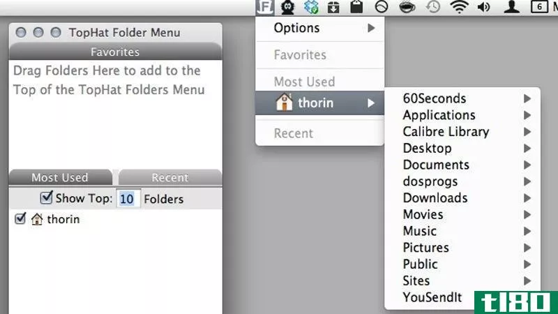 Illustration for article titled TopHat Folder Menu Gives You Quick Access to Your Most Used Folders in the Menu Bar