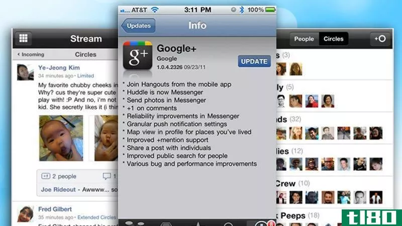 谷歌为ios更新了google+应用程序，添加了挂出和改进的通知