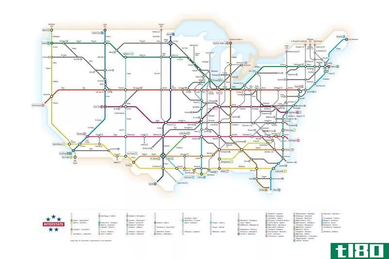 Illustration for article titled Plan Your Next Road Trip with The Ingenious US Interstates Subway Map