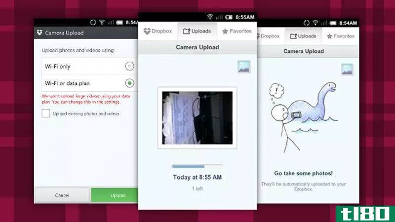 dropbox for android可以自动同步照片，减少文件大小限制