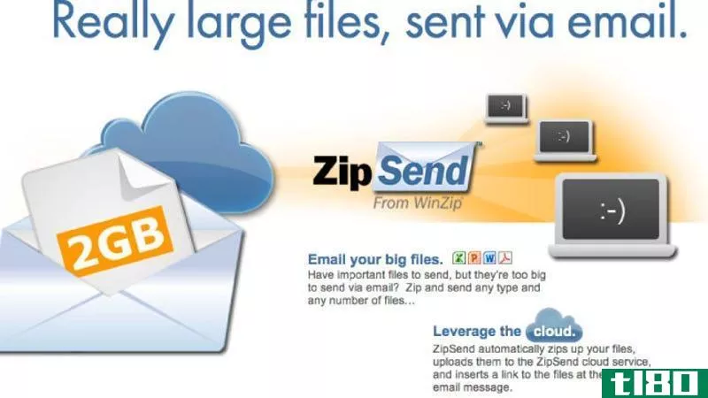 winzip的zipsend通过电子邮件传输大文件，zipshare将其发布到facebook