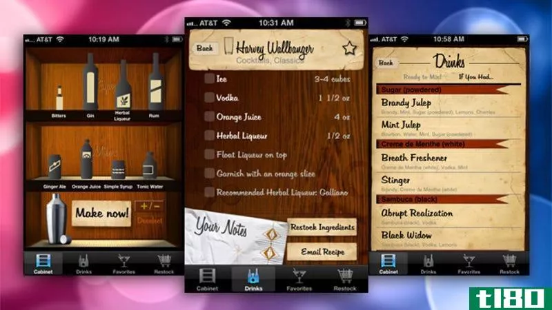Illustration for article titled Most Popular Drink Mixing Recipe App: Liquor Cabinet