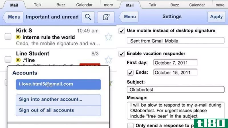 谷歌为移动gmail添加了多种登录和首选项